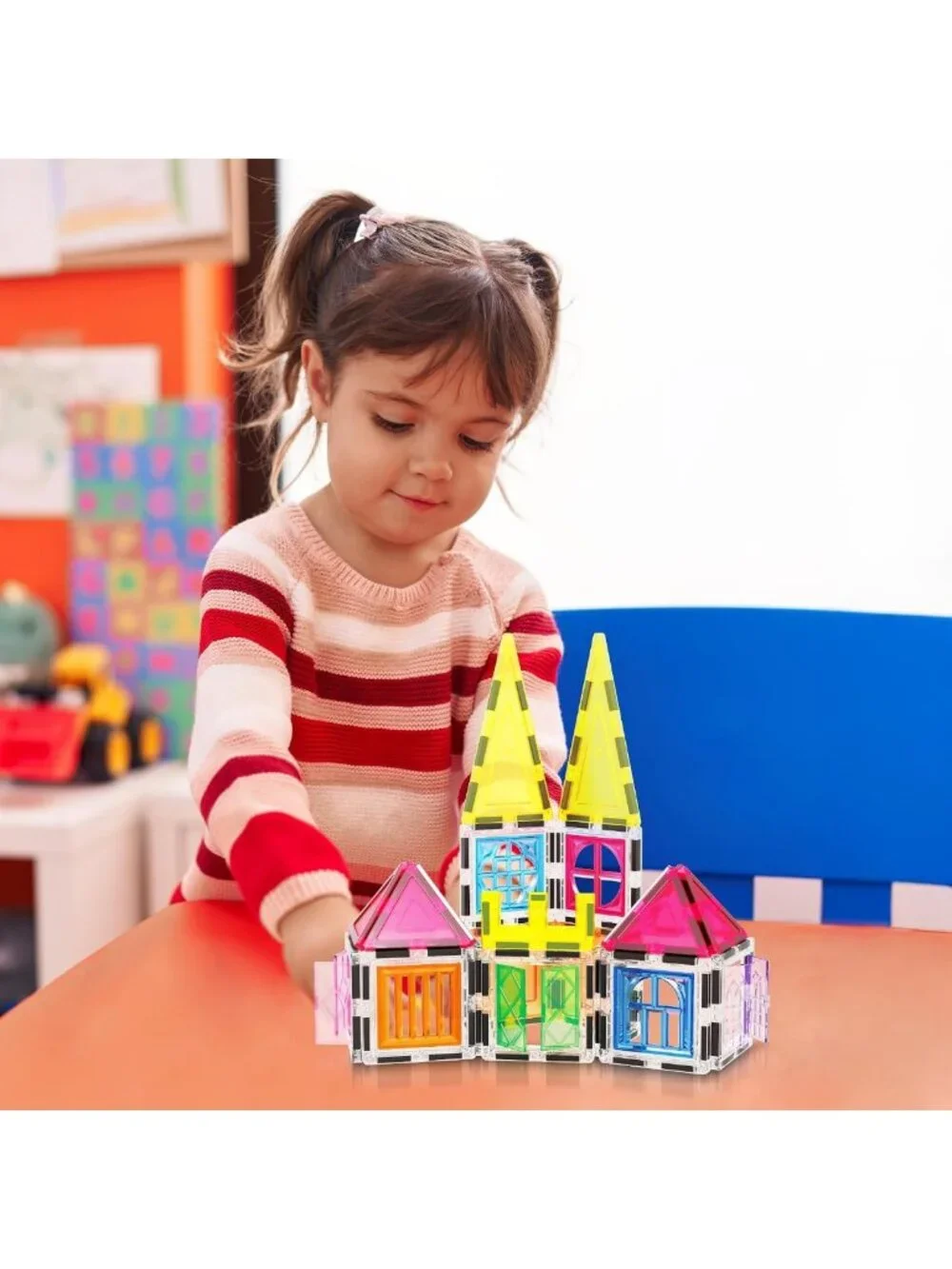 Magnetic Building Blocks Set - 61 Piece STEM Educational Toy for Kids Ages 3-12